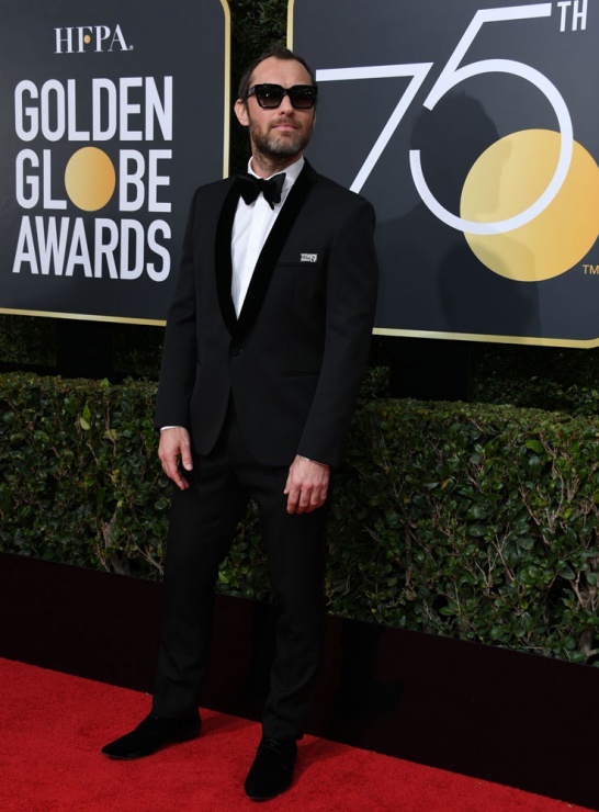 Jude Law en la alfombra roja de los Globos de Oro 2018